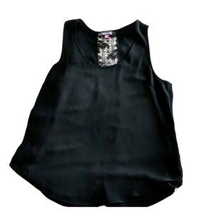 Black Vince Camuto lace detail tank top blouse